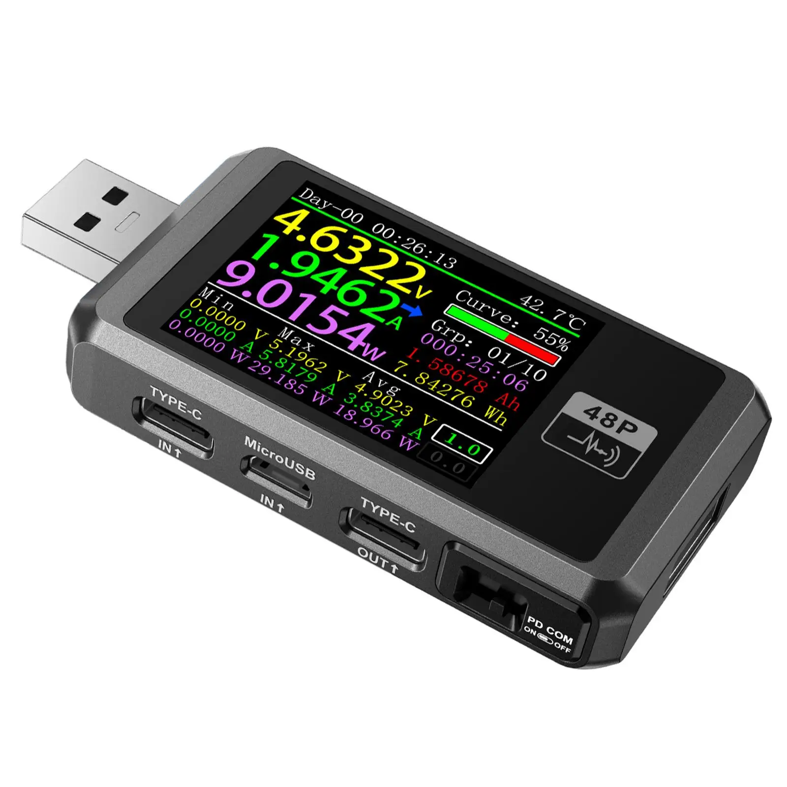 USB Multimeter Real Time Voltage Current Curve Voltage Tester Current Tester