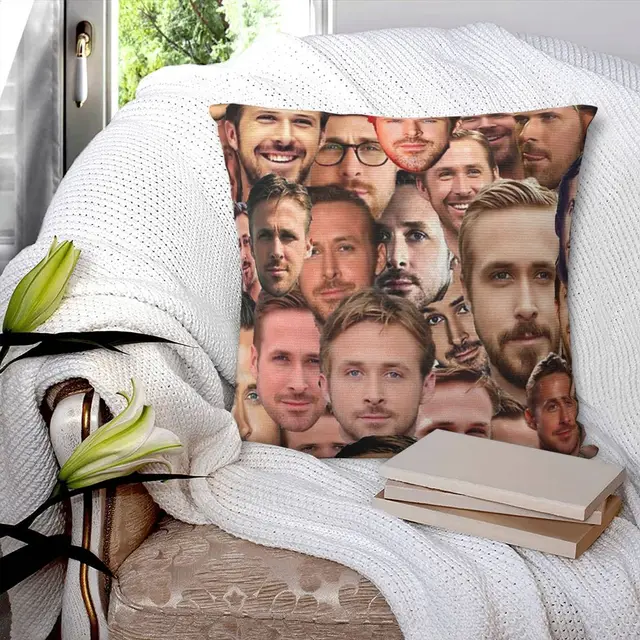 Hot Sale Ryan Gosling Pillow Case Heart Shaped Zipper Pillow Cover Satin  Soft No Fade Pillow