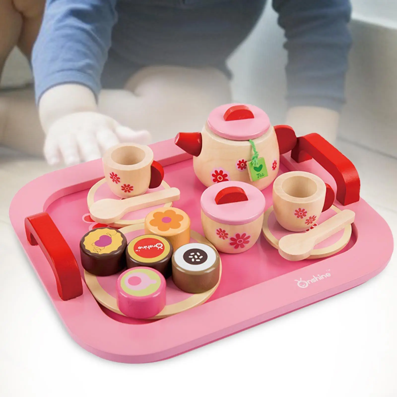 Wooden Pretend Play Tea Party Set Play Tea Party Accessories for Toddler 3+