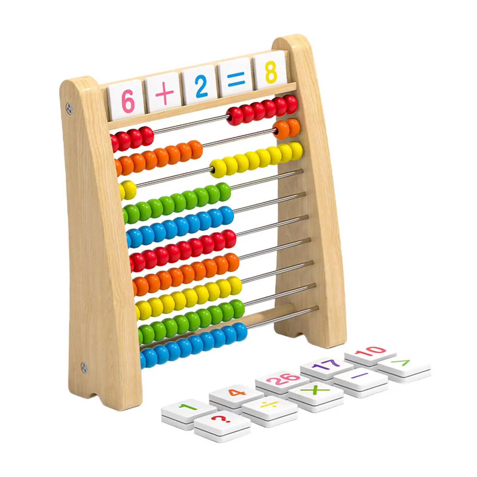 Classic Wooden Abacus Ten Frame Set Math Counters for Kids with Number Cards Educational Counting Toy for Children Preschool