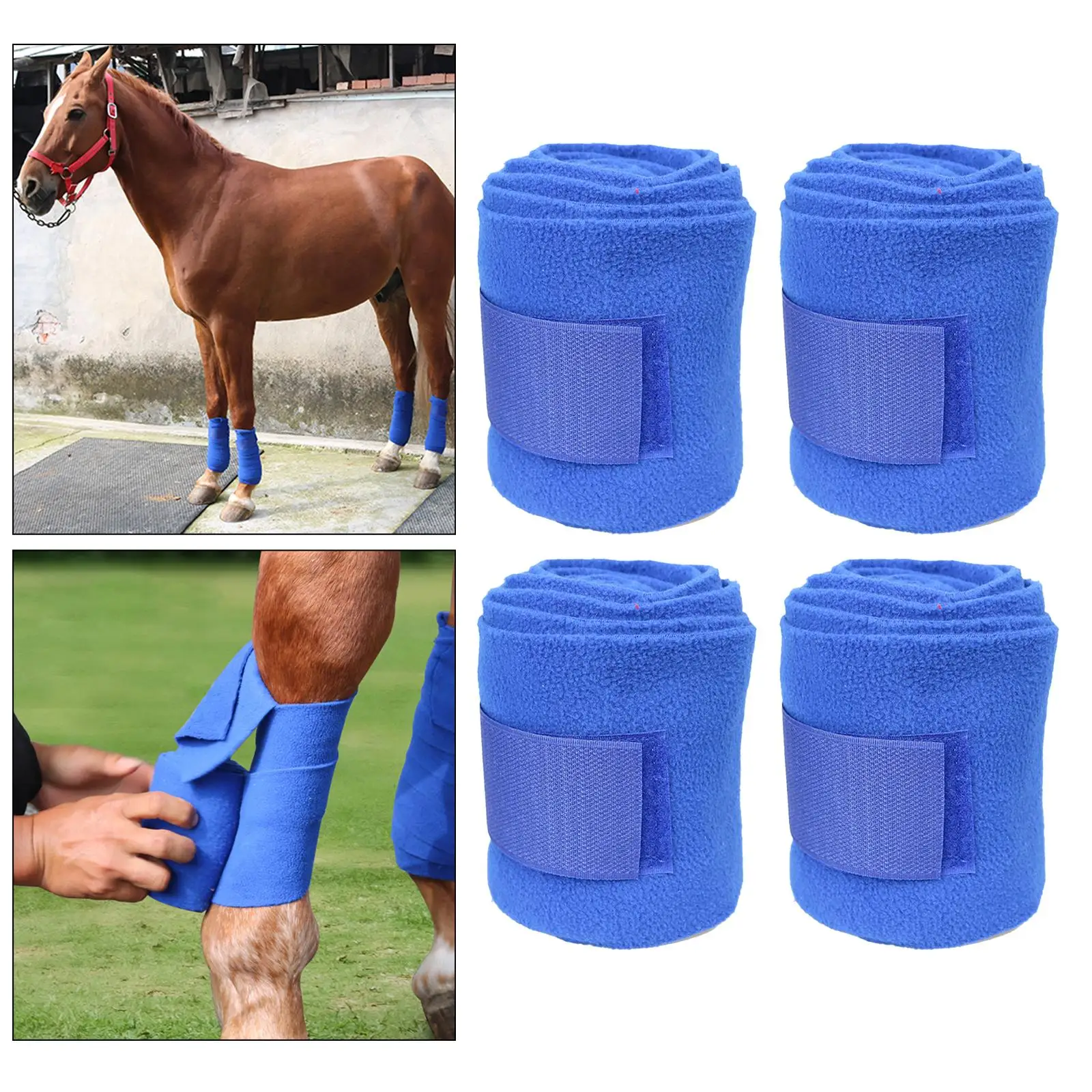 4 Rolls Horse Leg Wraps Thicken Fleece Horse Leg Protection Bandage Professional