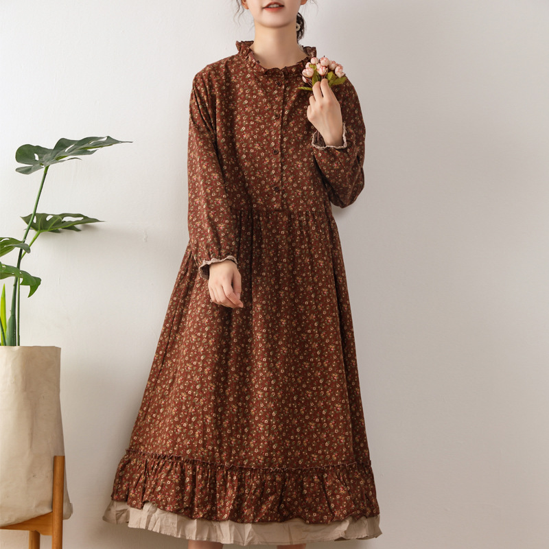 vestidos vintage, manga comprida boho, colarinho bonito