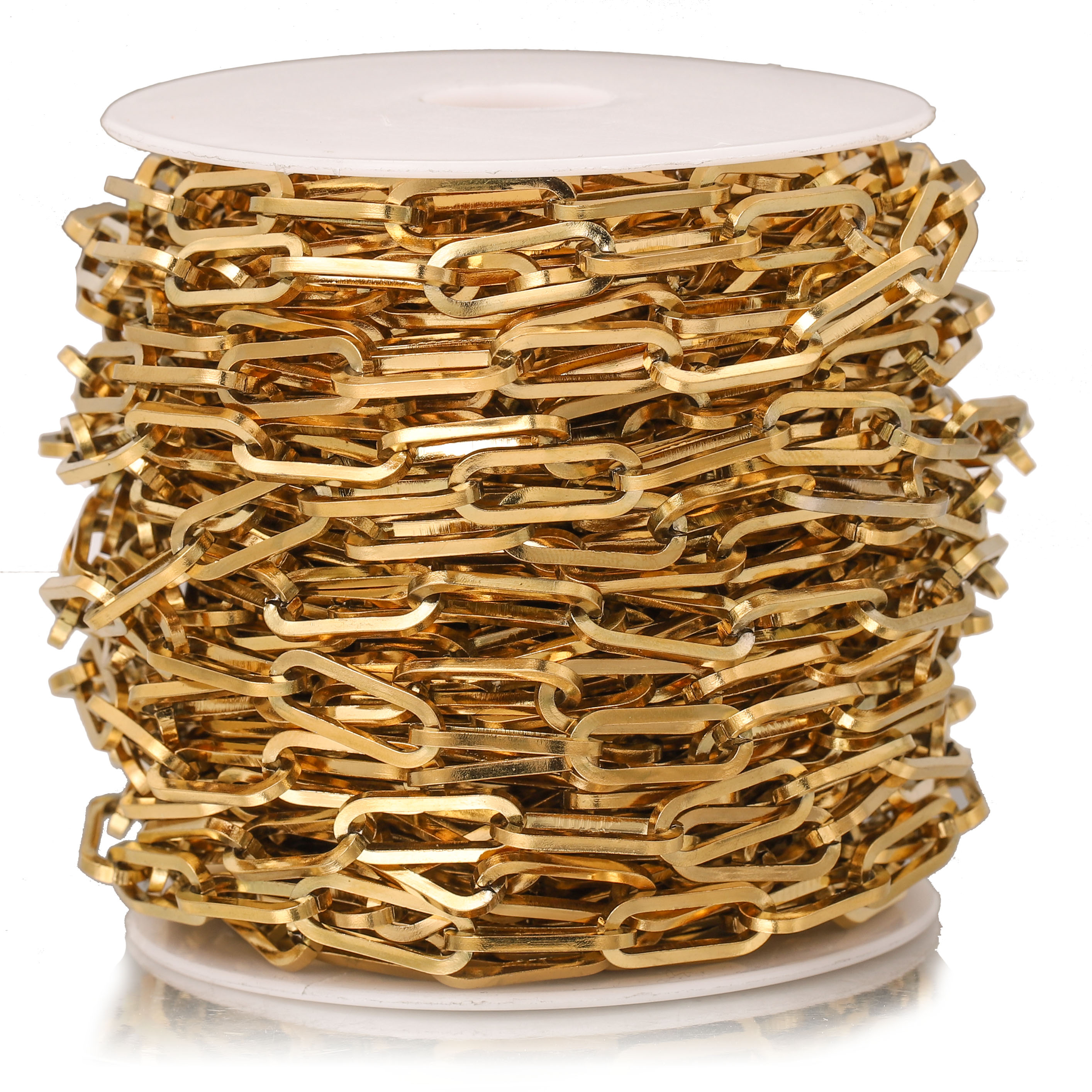 1M Papier clip Edelstahl Ketten Oval Flache Kabel Gold-Platte Kette für DIY Armband Halskette, Die Entdeckungen liefert – Detail 8