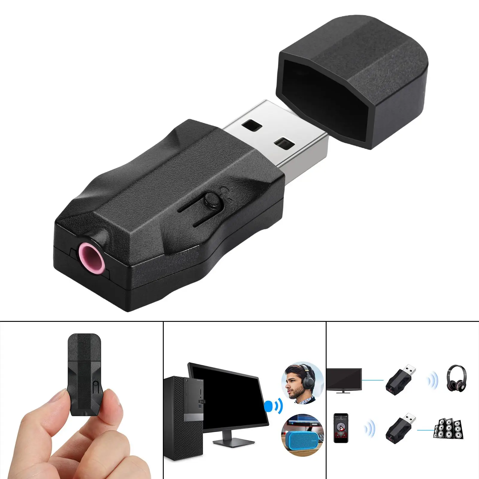 USB Cable Bluetooth TV Adapter 2 in 1 Auxiliary Adapter Mini TX2 Bluetooth Adapter for TV for Home Theater Headphones Speakers