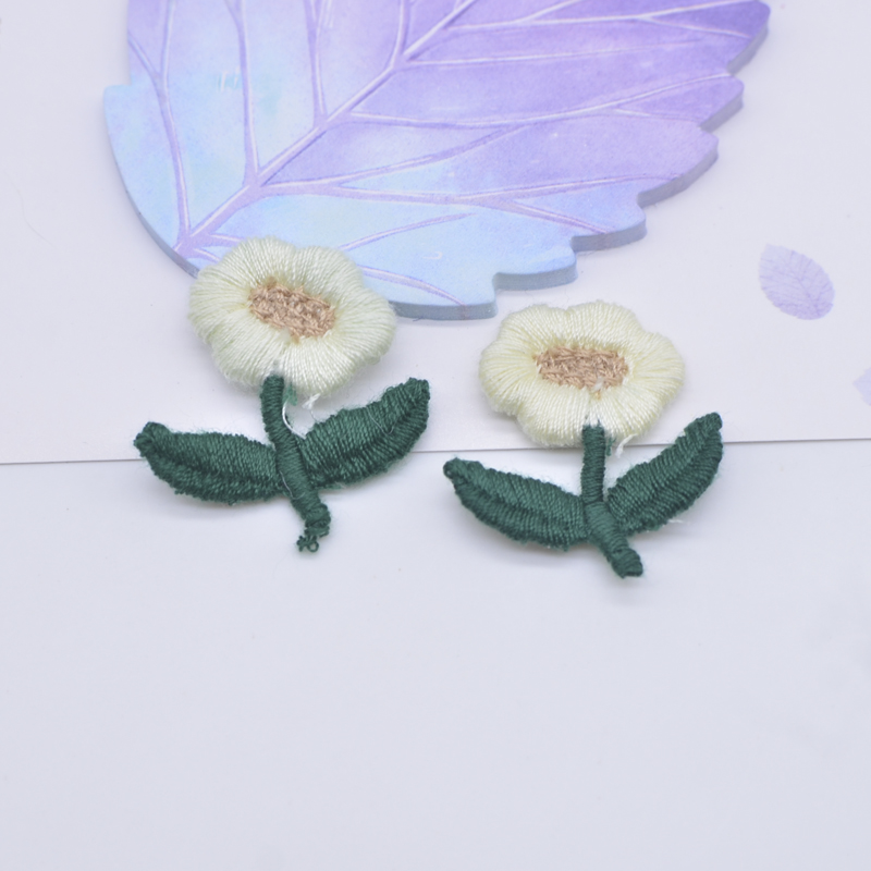 20 Stücke 25*30mm Gestickte Strickblume für DIY Kopfschmuck Clips Bogen Haar Kreis Dekor Zubehör Handgemachte Kleidung Patches – Detail 5