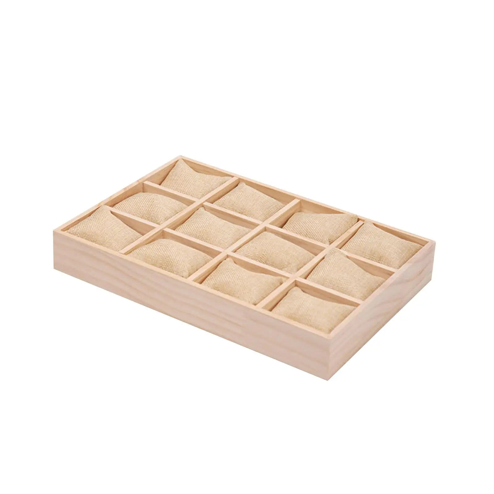 Watch Tray Stackable Wooden Bracelet Display Showcase 12 Grids Watch Organizer for Gifts Bracelets Counter Drawer Shop