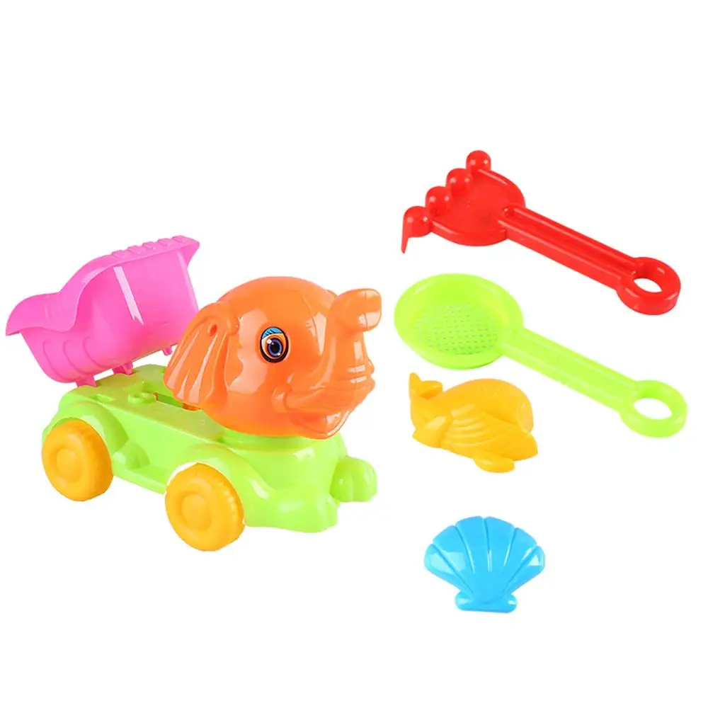 Kids Beach Sand Toy Set, with Elephant Sand Wheel, Rake, Shovel, Molds (Pack of 5), Kids GIFT