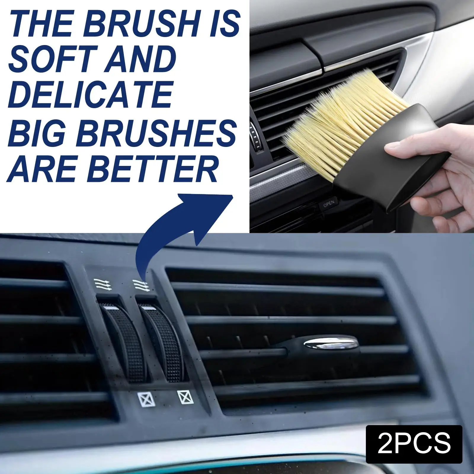 2Pcs Detailing Brushes Auto Interior Dust Brush for Dashboard Computer Interior or Exterior Air Vent