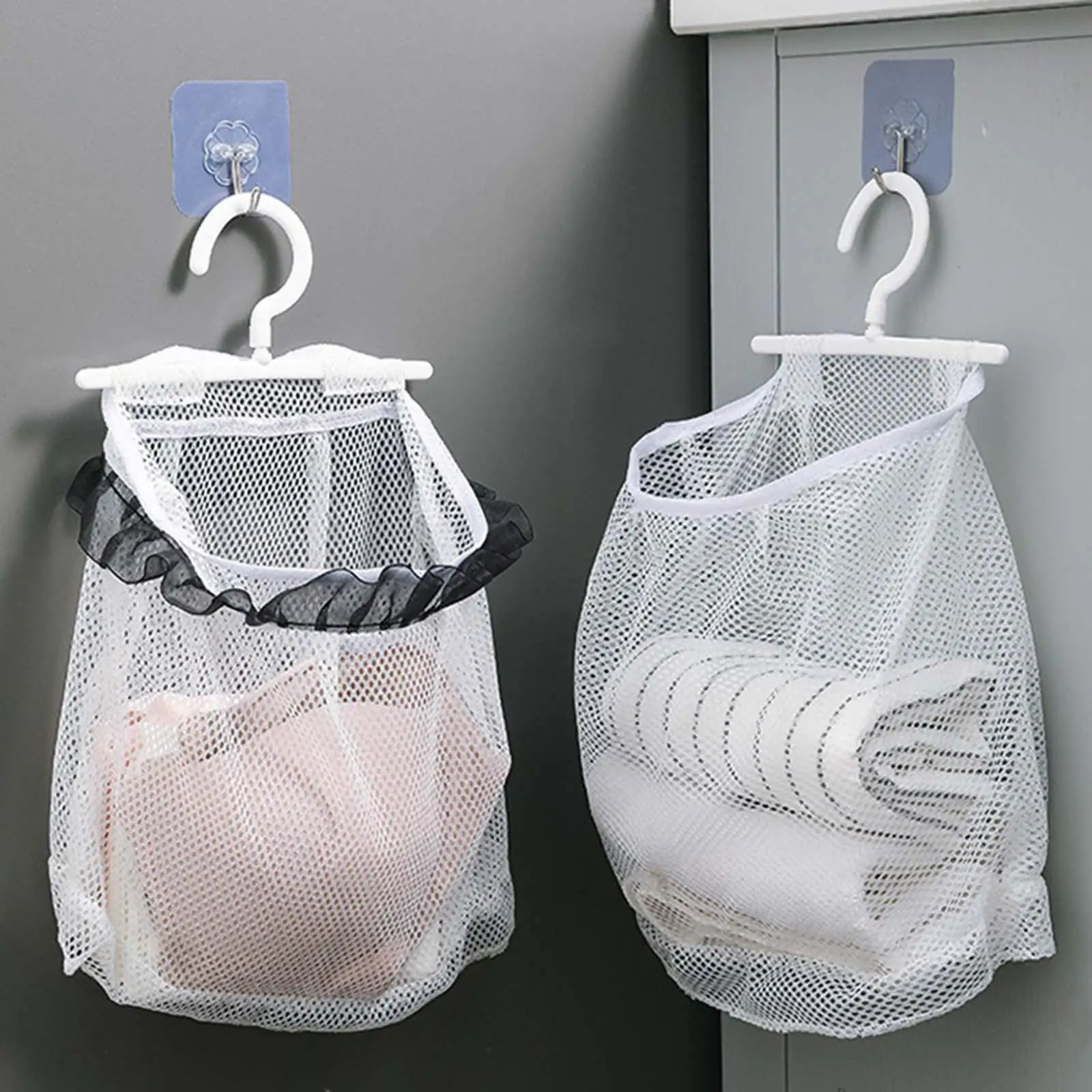 Clothespin Bag with Hanger Breathable Mesh Nets for Bathroom Travel Hotel