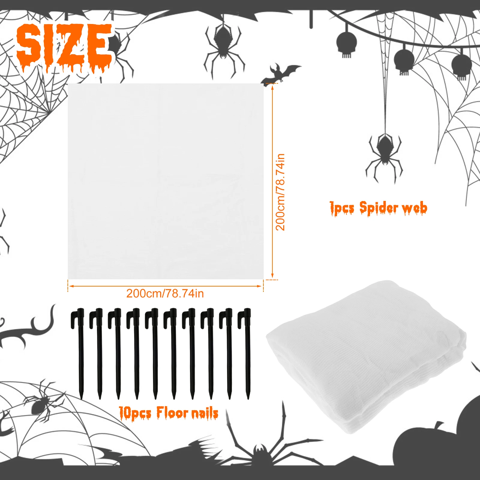 Spider Web Halloween Decorations Outdoor Stretchy Spiders Netting Reusable Washable Spider Web for Halloween Haunted House Decor