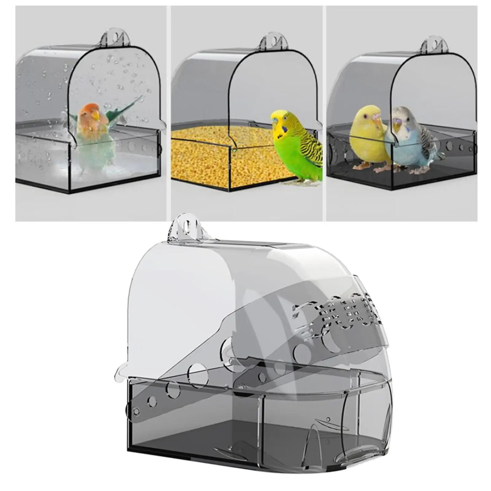 Bird Bath Box Hanging Cage Shower Box Feeder Bathing Tub for Parrots Pet Canary Accessories