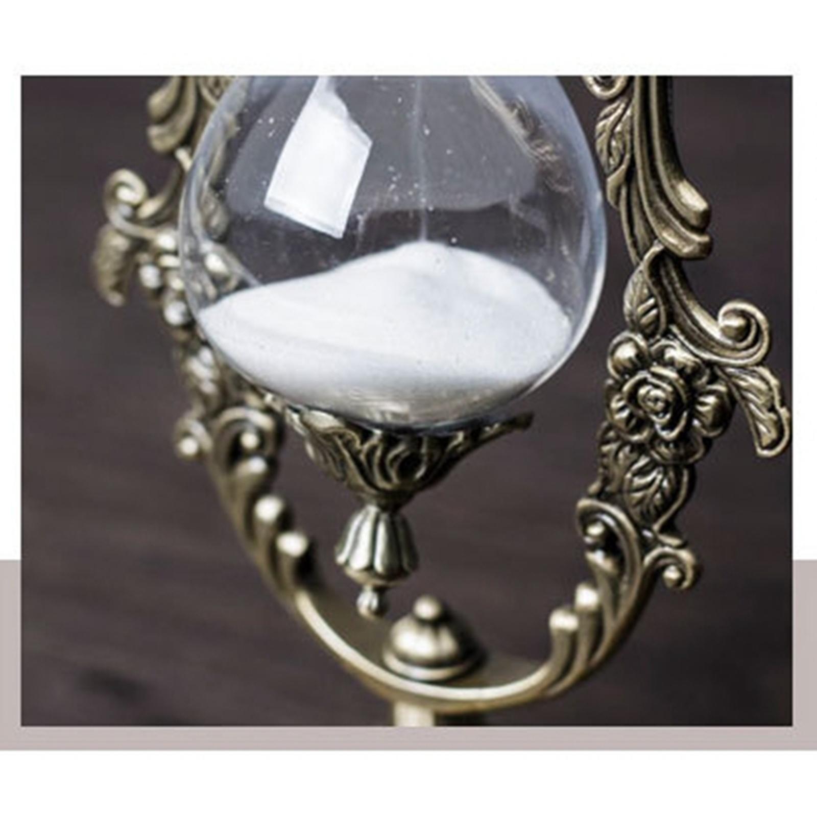 Retro Style Hourglass Sandglass Decorative Flower Decorative Sculpture sand Table Centerpiece Sand Clock for Bedroom Desk