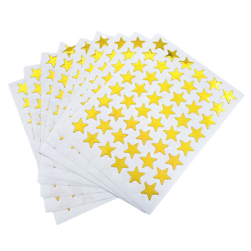 10sheets/bag Gold Star Sticker Stamping Five Pointed Star Sticker Student's Reward Sticker Teacher Praise Label
