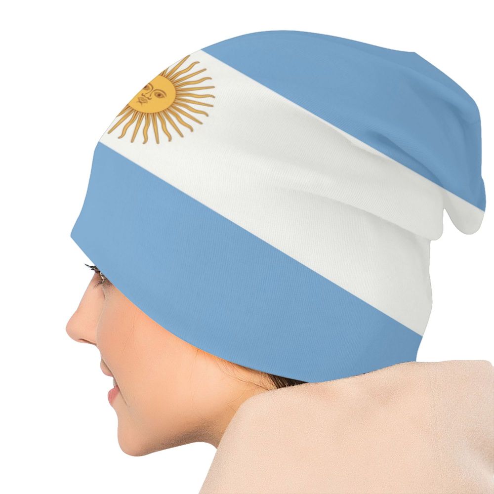 Benutzer definierte Flagge von Argentinien Schädel Mützen Mützen Männer Frauen Unisex Straße Winter warme Strick mütze Erwachsenen Motorhaube Hüte – Detail 5