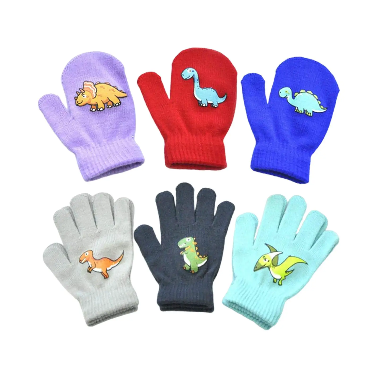 12Pcs Stretchy Kids Gloves Winter Daily wearing Outdoor Sports for 1-13 Years Old Girls Boys Cycling Warm Knitted Gloves Mittens