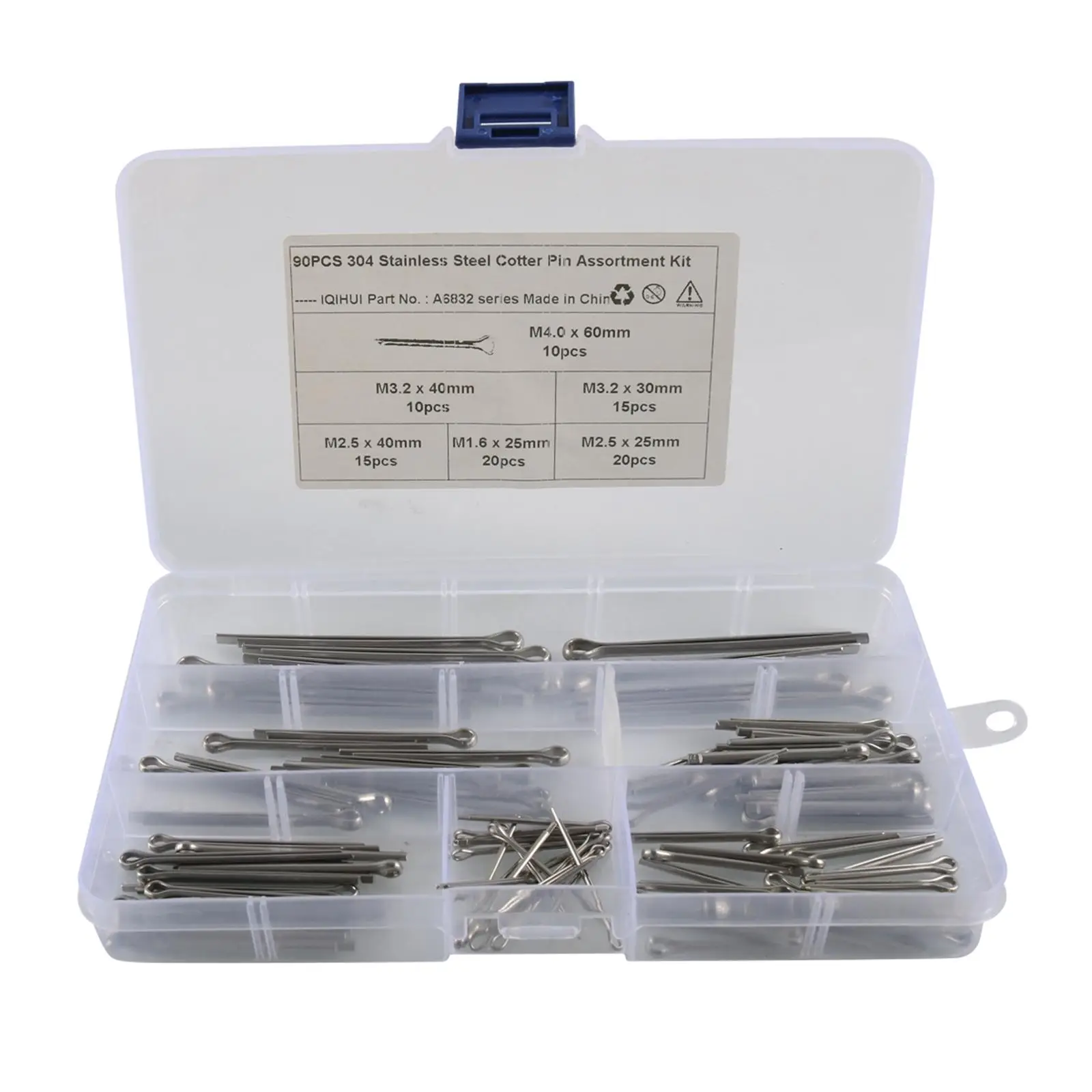 Cotter Pin Assortment Kit with Storage Box 6 Sizes Heavy Duty Cotter Pin Clip for Truck Car Garage Garden Equipment Car