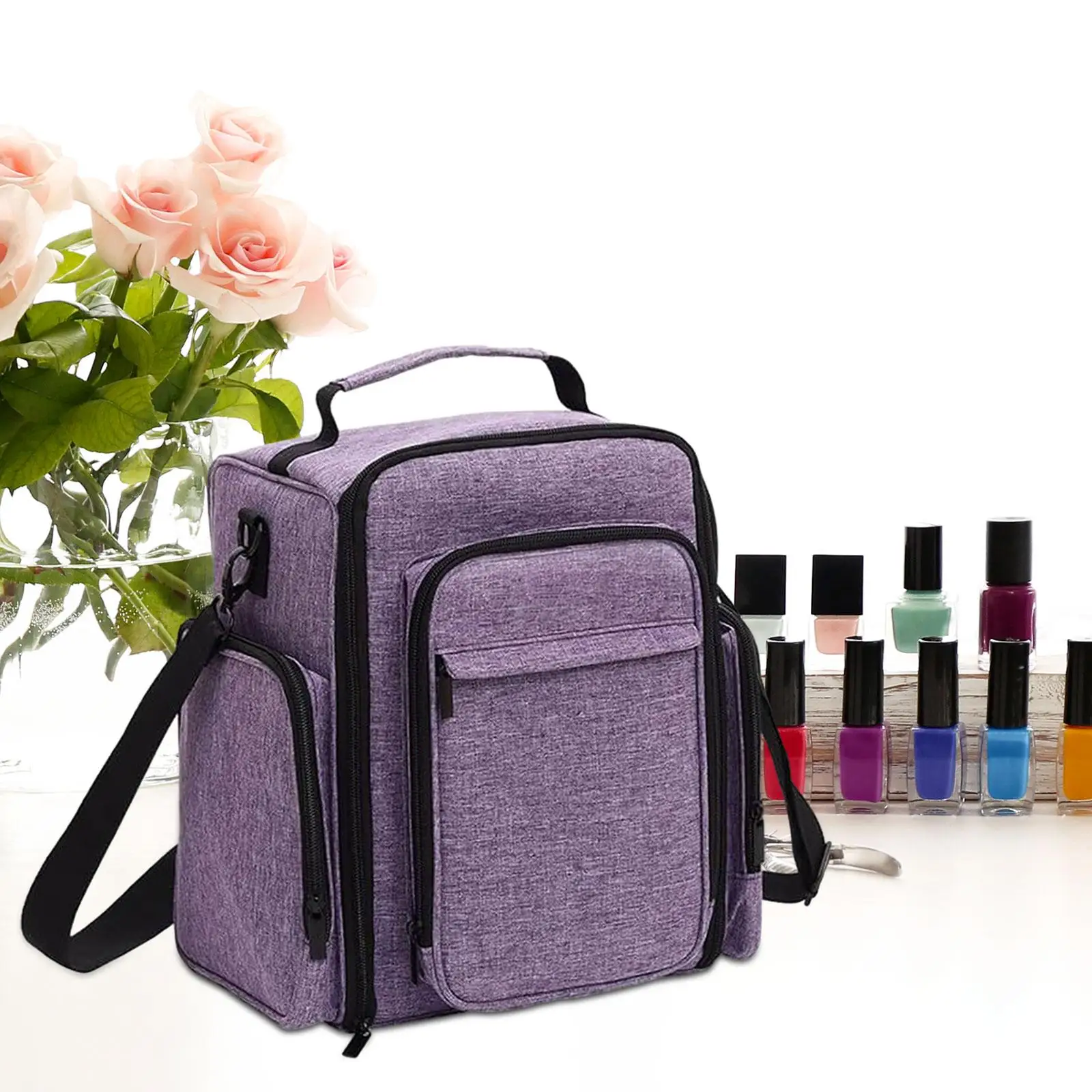 Large Nail Polish Case Portable Large Capacity Travel Makeup Bag Organizer Toiletry Bag Multifunctional for Home Indoor Camping