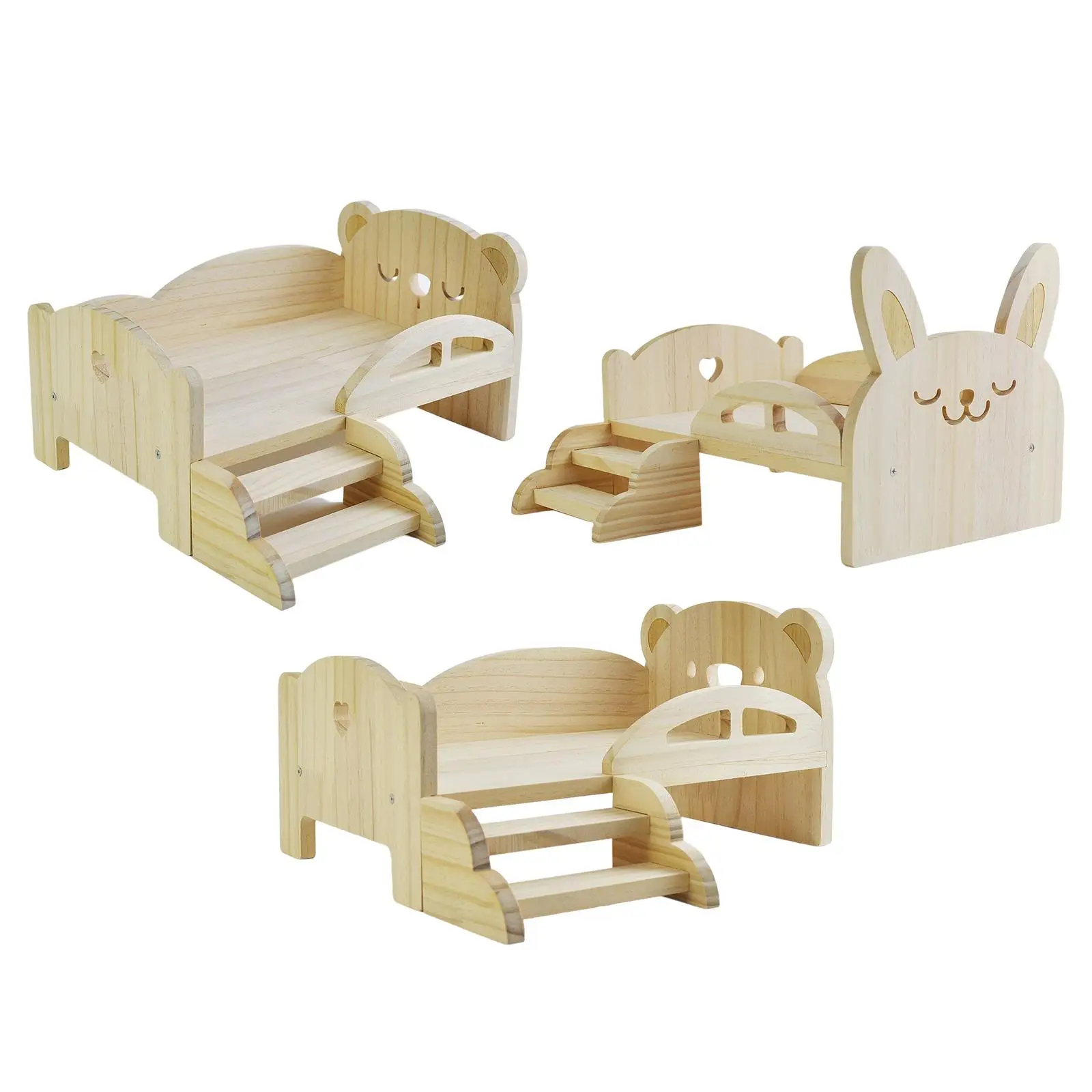 Simulation Doll Miniature Bed with Stairs 30cm 1/6 Dolls Furniture Set