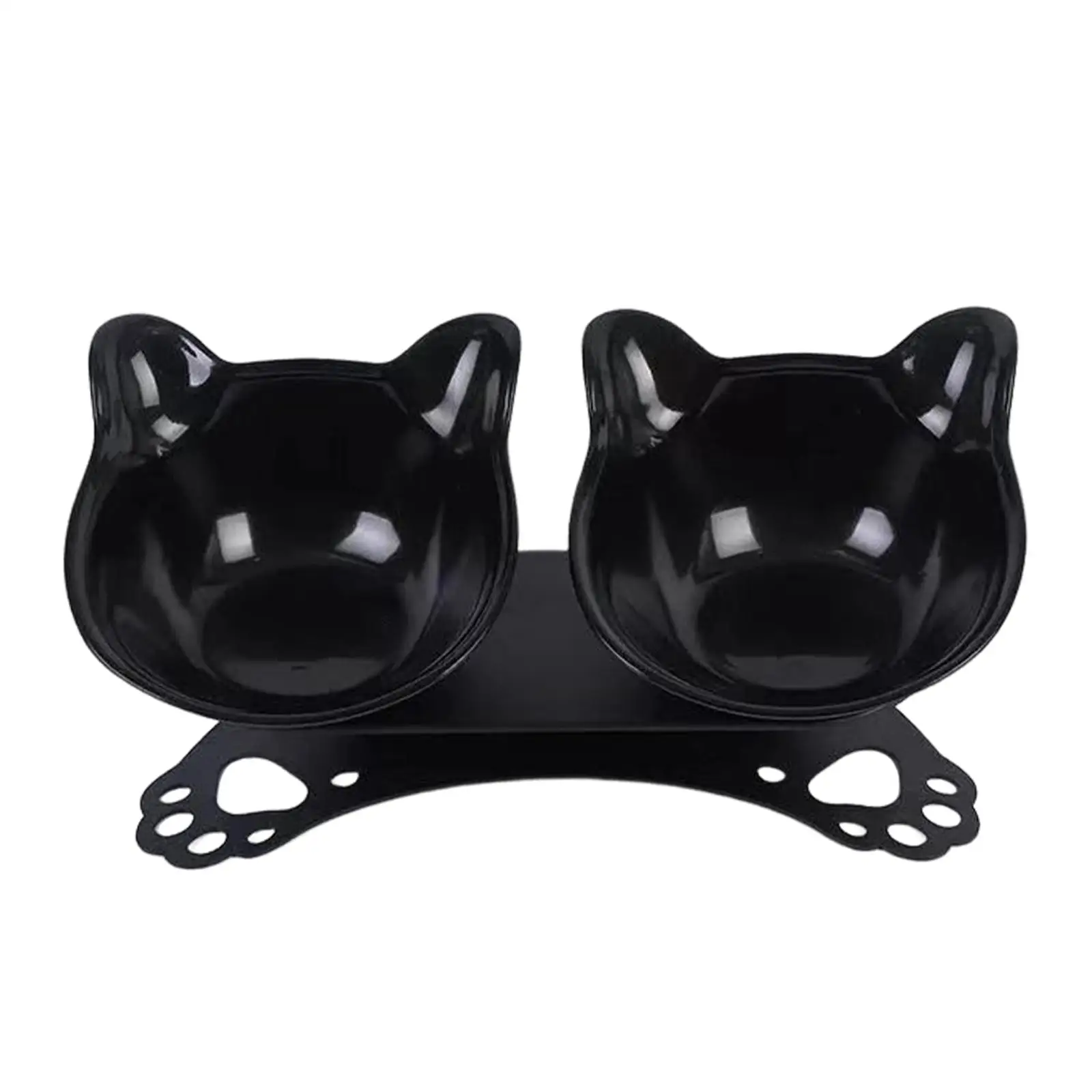 Cat Elevated Double Bowls Raised Pet Feeder Removable Durable Feeding Dishes Drink Bowl 15 Tilted for Indoor Small Dogs Puppy