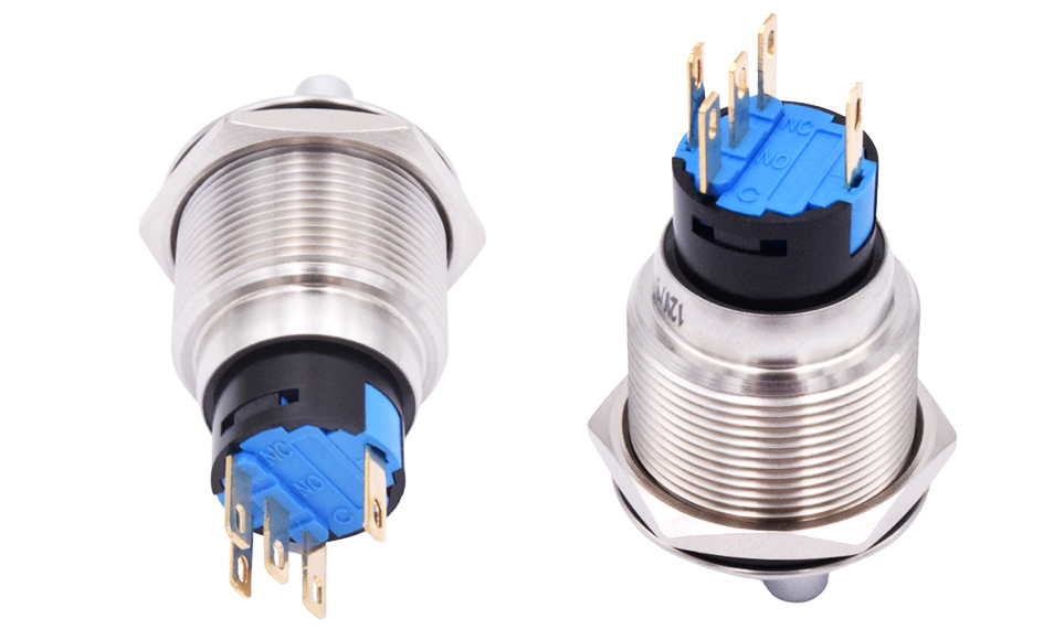 Customized 22mm Waterproof Metal Rotary Selector Switch 2 3 Pin 1NO1NC 2NO2NC 12V LED Stainless Steel Push Button Knob Switch