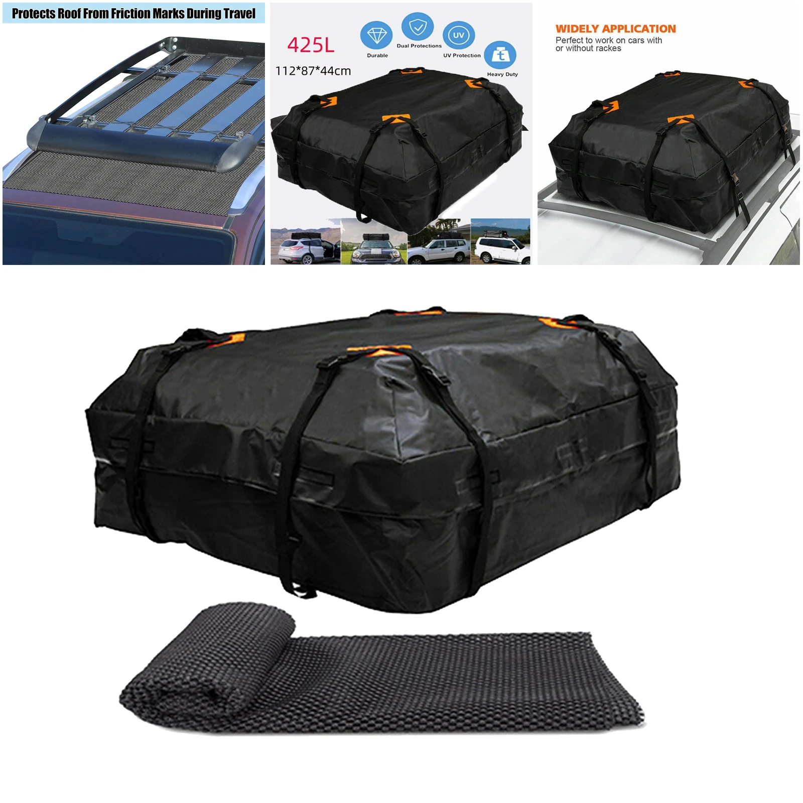 Waterproof Oxford Cloth,  Luggage Storage Carrier Bag and Mat, for Car /Van Soft/ Foldable Black