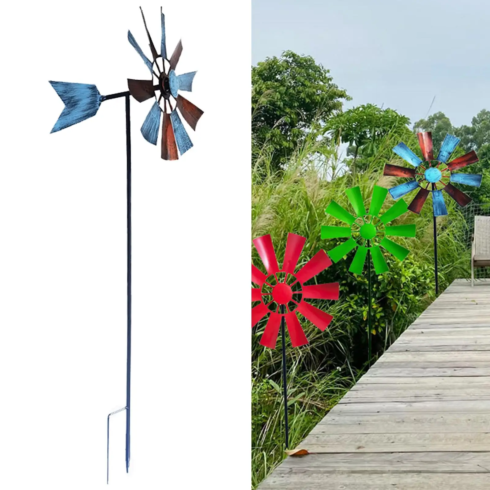 Classic Windmill Garden Art Ornament Decor Wind Catcher Wind