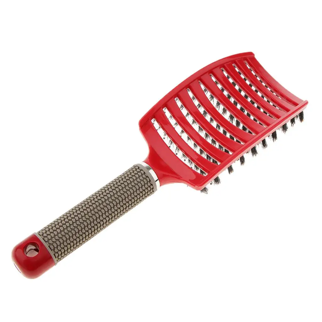 2x Boar Ventilated Hair Brush Massage Comb Salon Hairdressing Brush - Red