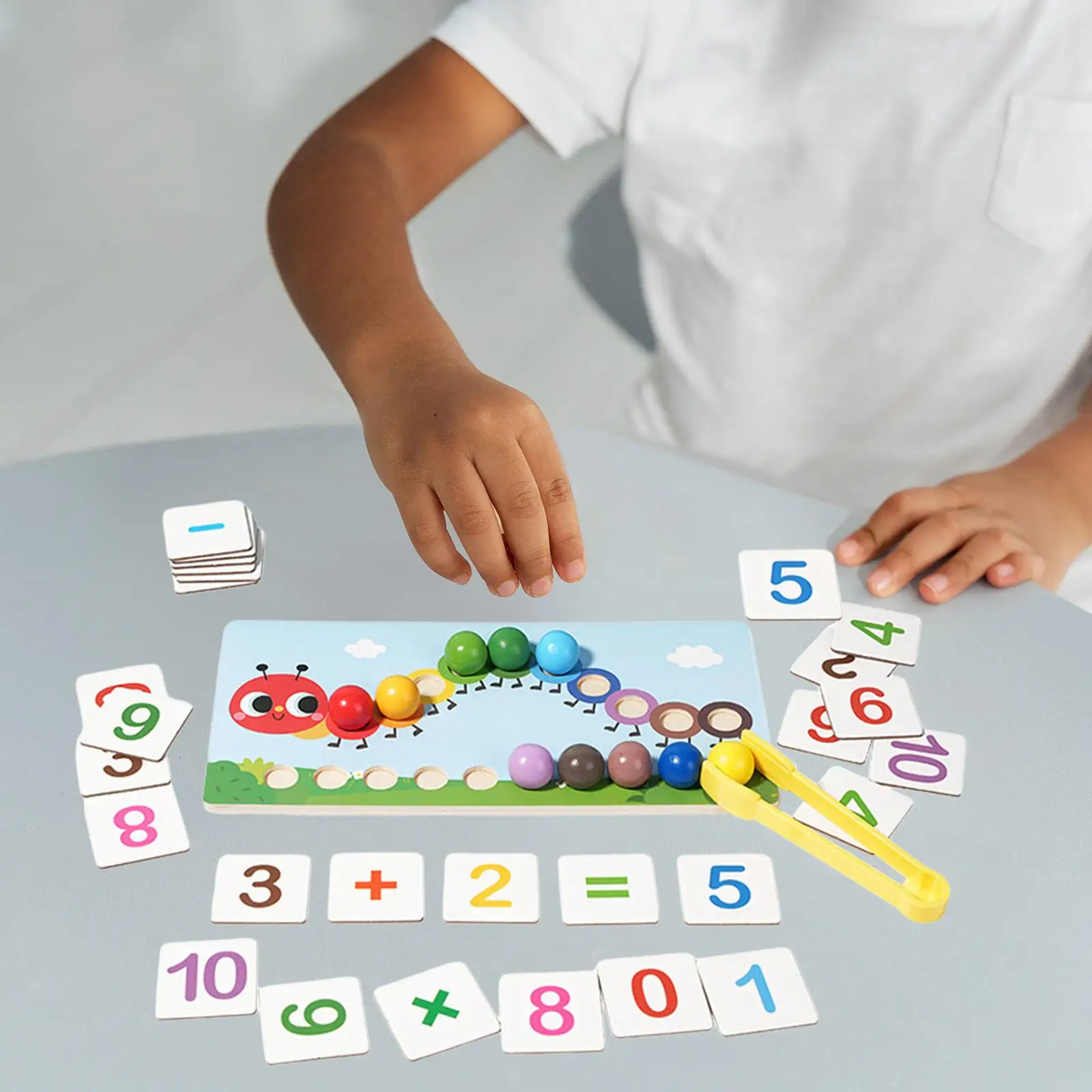 Color Sorting Matching Toy Educational Toys with 10 Beads 28 Cards Wooden Beads Games for 3 4 5 Year Old Girls Boys Gifts