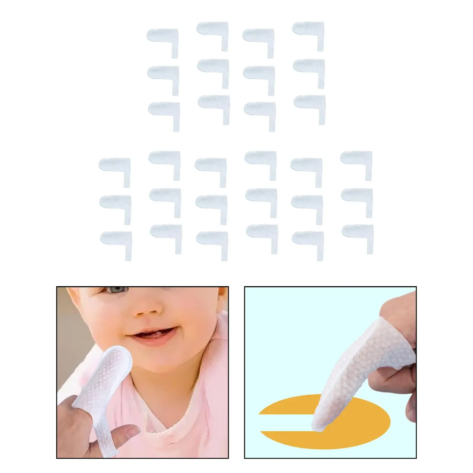 30Pcs/Box Disposable Finger Toothbrush Soft Non Woven Fabric Durable Disposable Tooth finger brush for Puppy, Cats, Kitten