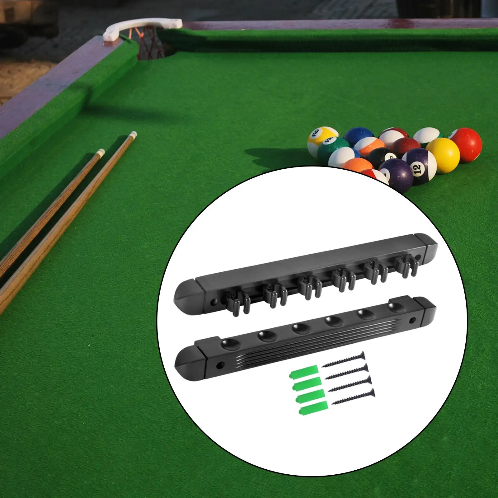 Wall Mount 6 Slot Billiards Snooker Stick Wooden Rack Pool Cue Holder Stand Pool Table Rods Organizer