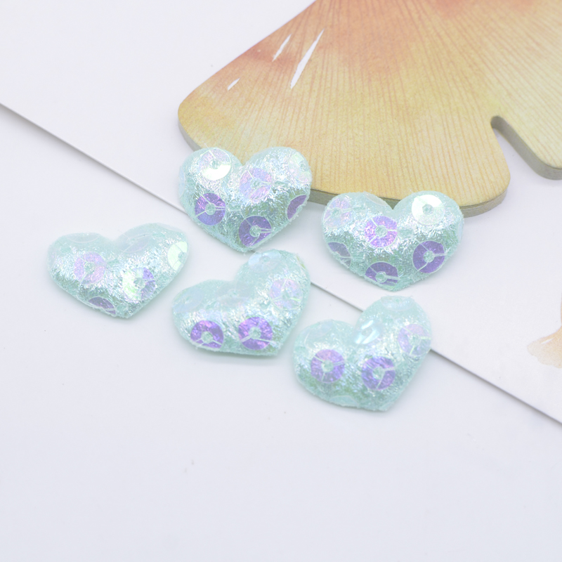 100 Stück 20 x 15 mm glitzernde Herz-Applikationen, gepolsterte Patches für Kleidung, Hut, Basteln, Nähzubehör, DIY-Kopfbedeckung, Haarspangen, Schleife, Dekor – Detail 5