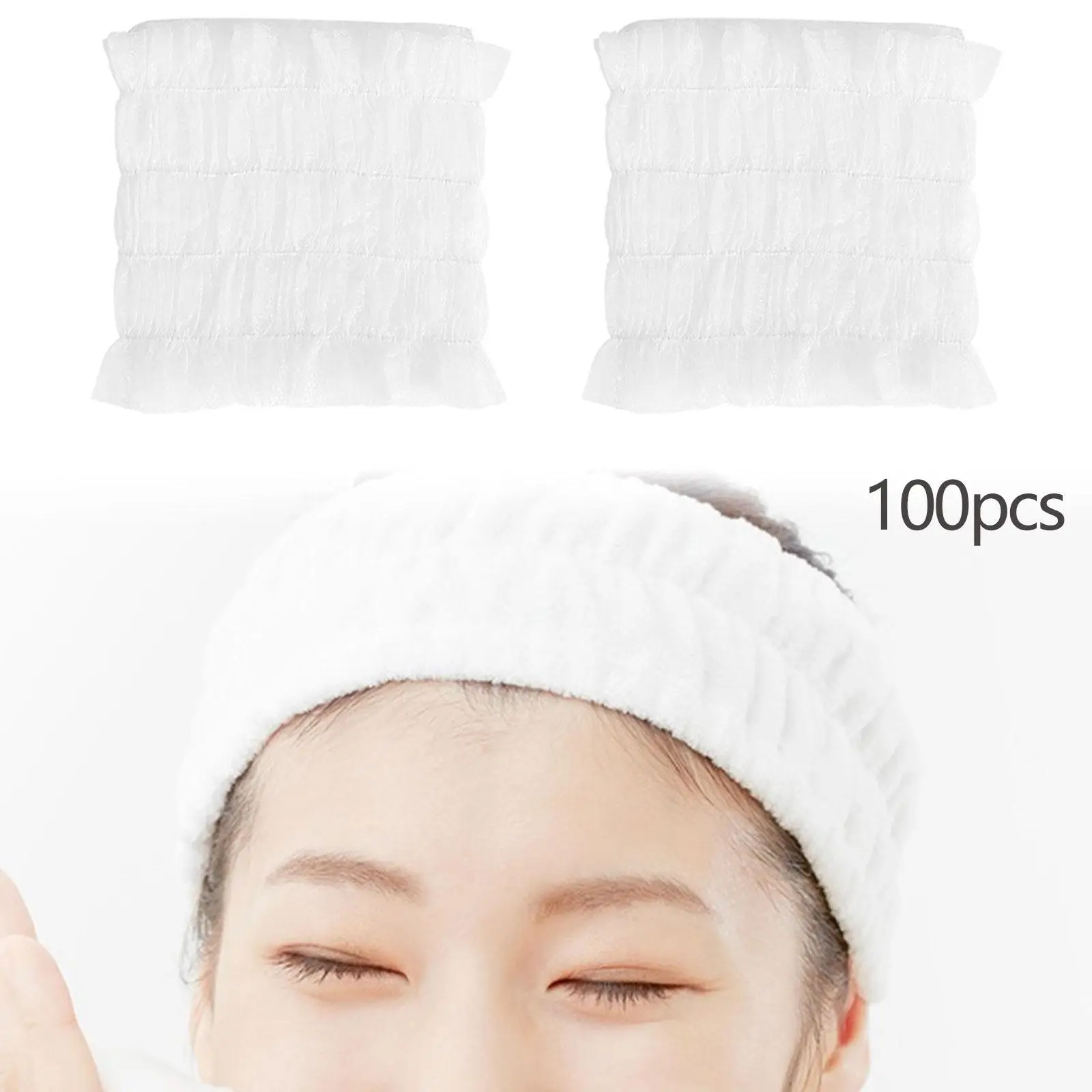 100 Pieces Nonwoven Hair Tie Sauna Womens Head Scarves Turban Headpiece Beauty Headbands for Party Makeup Shower Washing Face