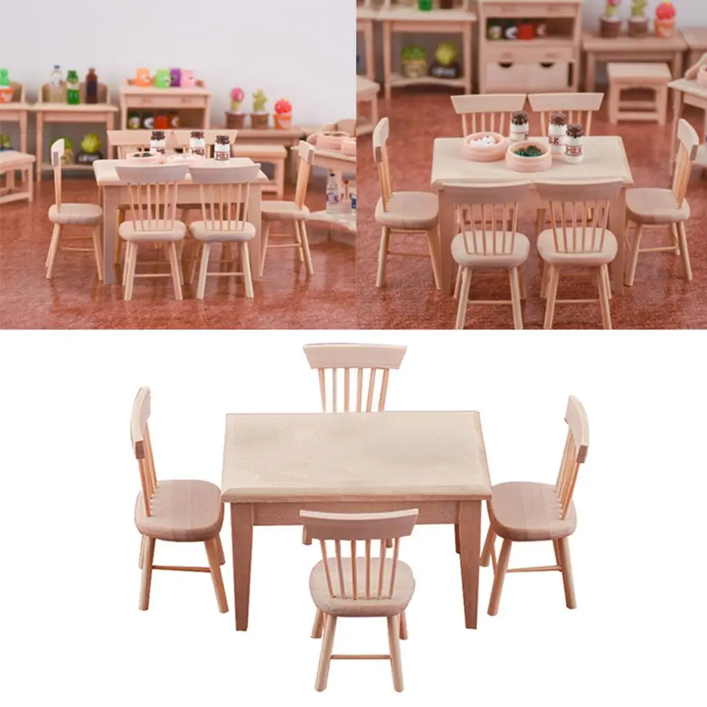 1/12 Dollhouse Miniature Table And Chairs Furniture Scenes of Life