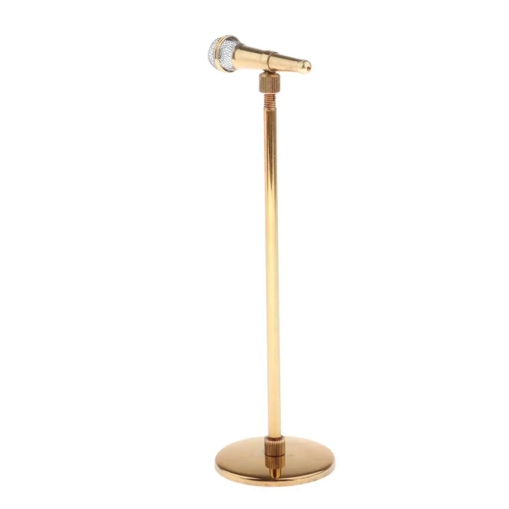 Luxury 1/6 Golden Adjustable Microphone Toy, Dollhouse Musical Instrument
