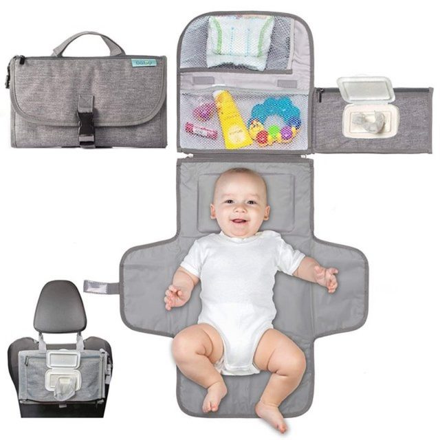 Kikier Baby Wickelunterlage - Tragbare Wasserdichte Wickeltasche Mit Taschen