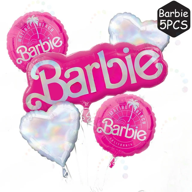 Juego de globos de aluminio de princesa Barbie para fiesta de cumpleaños de  niña, decoración de fondo, regalo de cumpleaños, rosa, 5 piezas - AliExpress