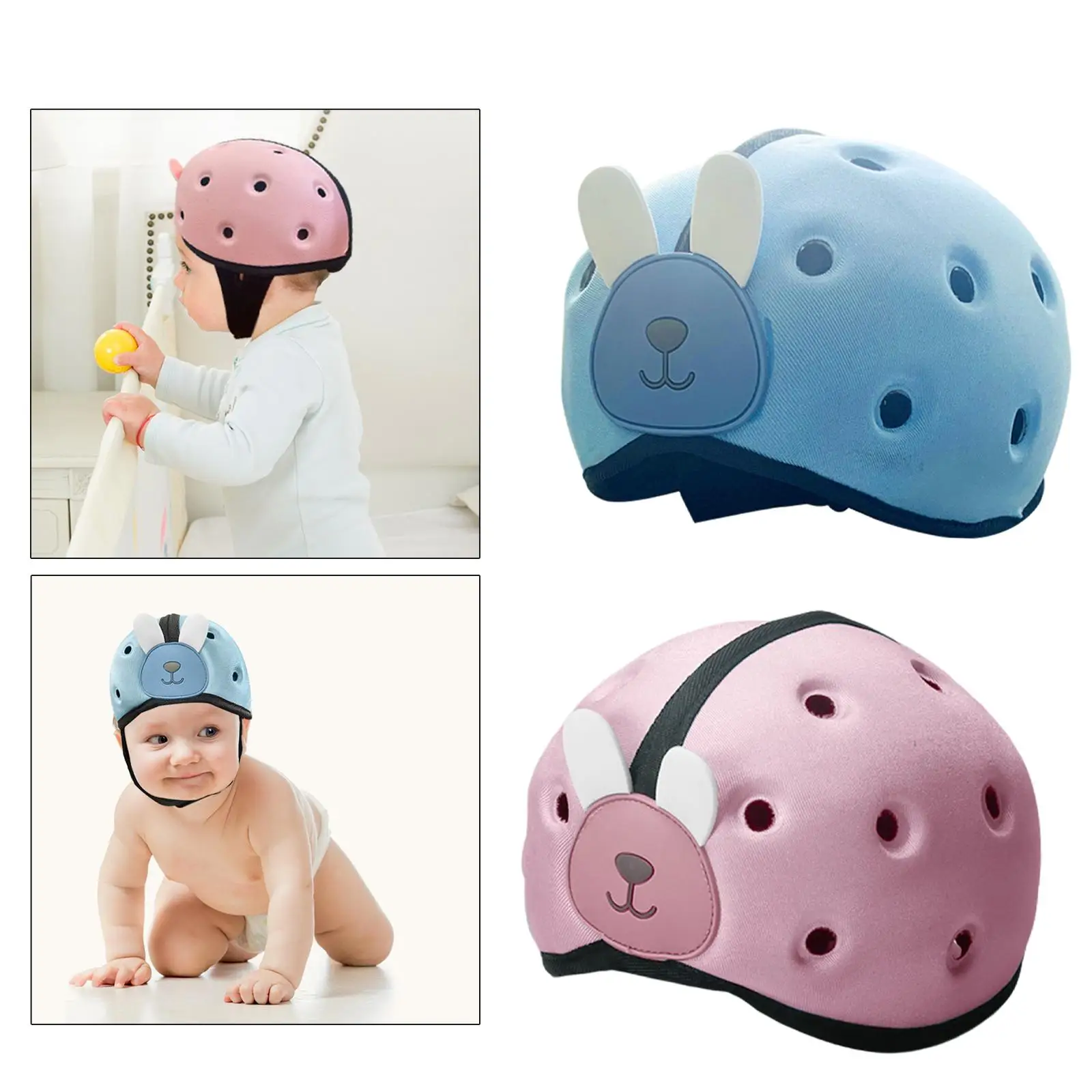 Soft Baby Helmet Protective Adjustable Breathable, Anti-Fall, Harnesses Hat,