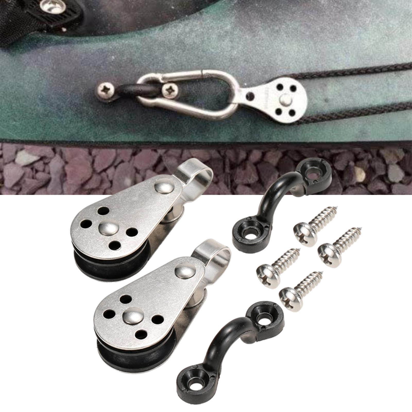 Durable Kayak Anchor Trolley 2 Pulley Blocks Screws Accessories Supplies