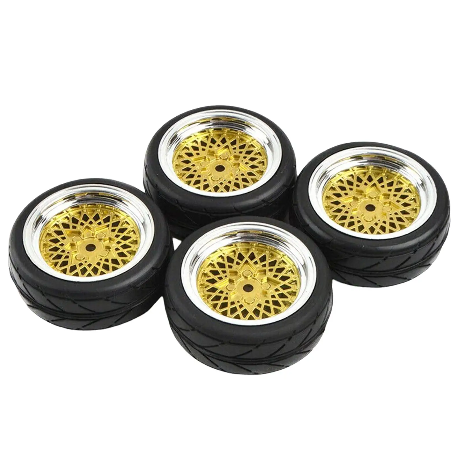 4 Pieces 1/10 Rubber Wheel Rim and Tires Spare for HSP HPI RC Car Crawler Vehicles