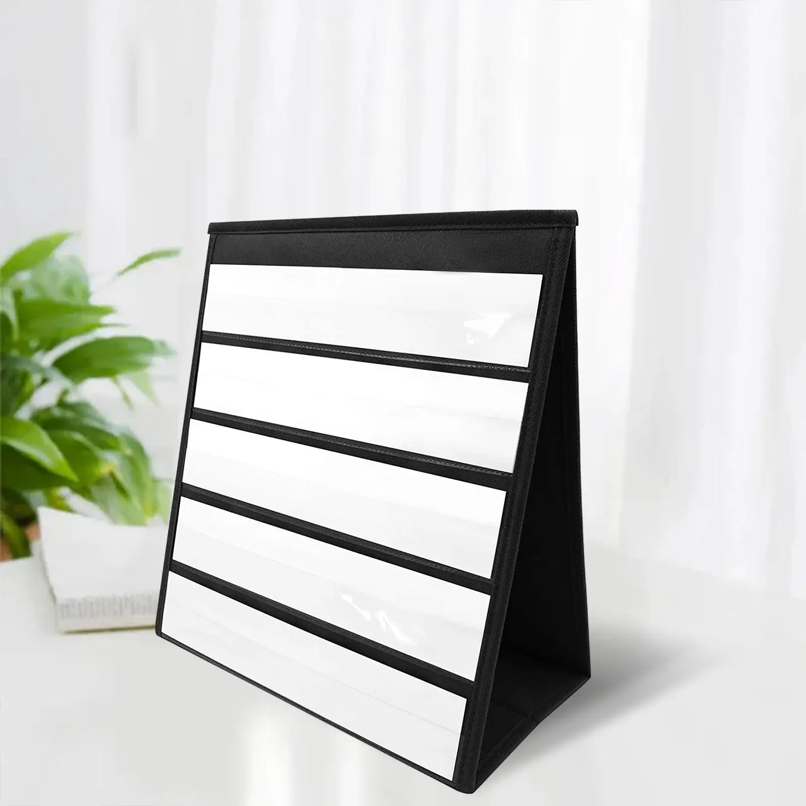 Tabletop Pocket Chart with 20x Whiteboard Cards black for Office