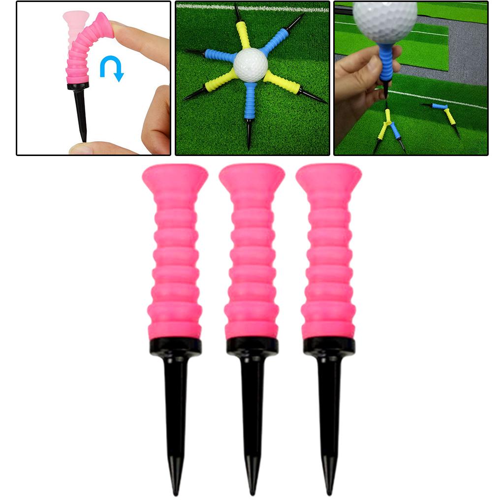 3x Elastic Golf Tees Practice Tool Ball Holder Low Resistance Hitting Golfer Durable 83mm Golf Tees for Practicing Accessories