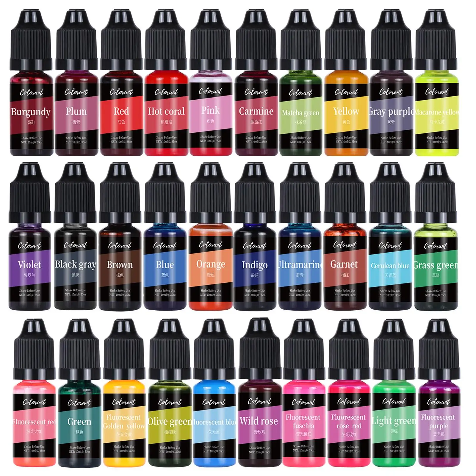30x Candle Dye Liquid, Candle Coloring DIY Soap Making, Candle Color Dye 10ml