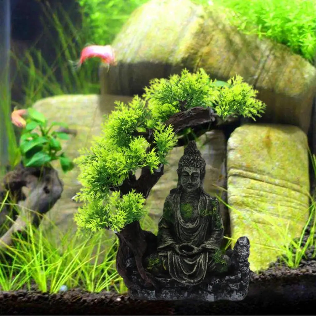 Aquarium Decoration Resin Buddha Landscape Fish Tank Ornament Hideout 