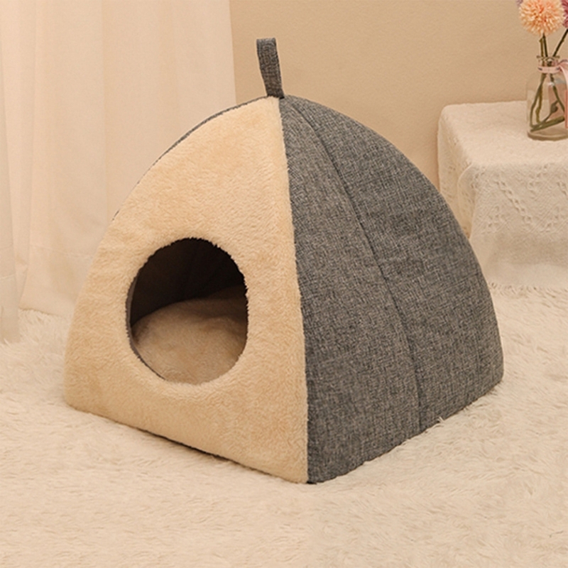 Title 7, Pet Warm Bed House Soft Indoor Semi-closed Cave...