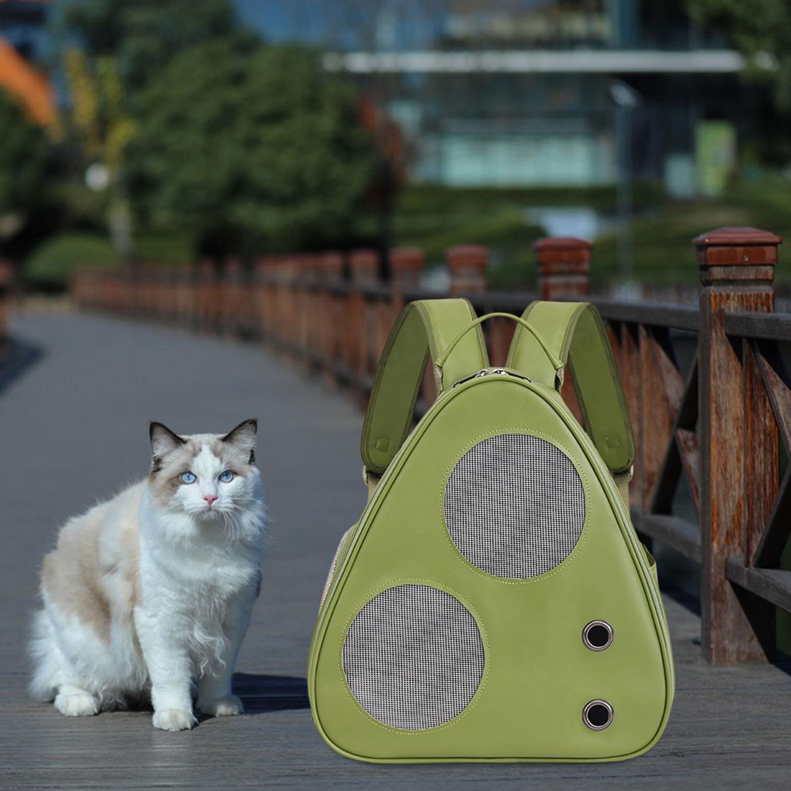 Cat Carrier Backpack Small Medium Cat Puppy Carrier Side Pocket Breathable Ventilated Mesh Bag for Hiking Walking Outing