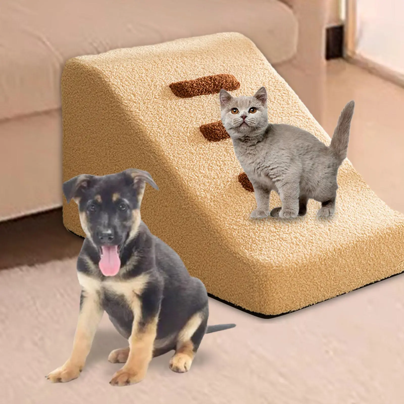 Dog Stairs Indoor Outdoor Use Sturdy Machine Washable Cover Stable Comfortable High Density Sponge Dog Ladder Lightweight
