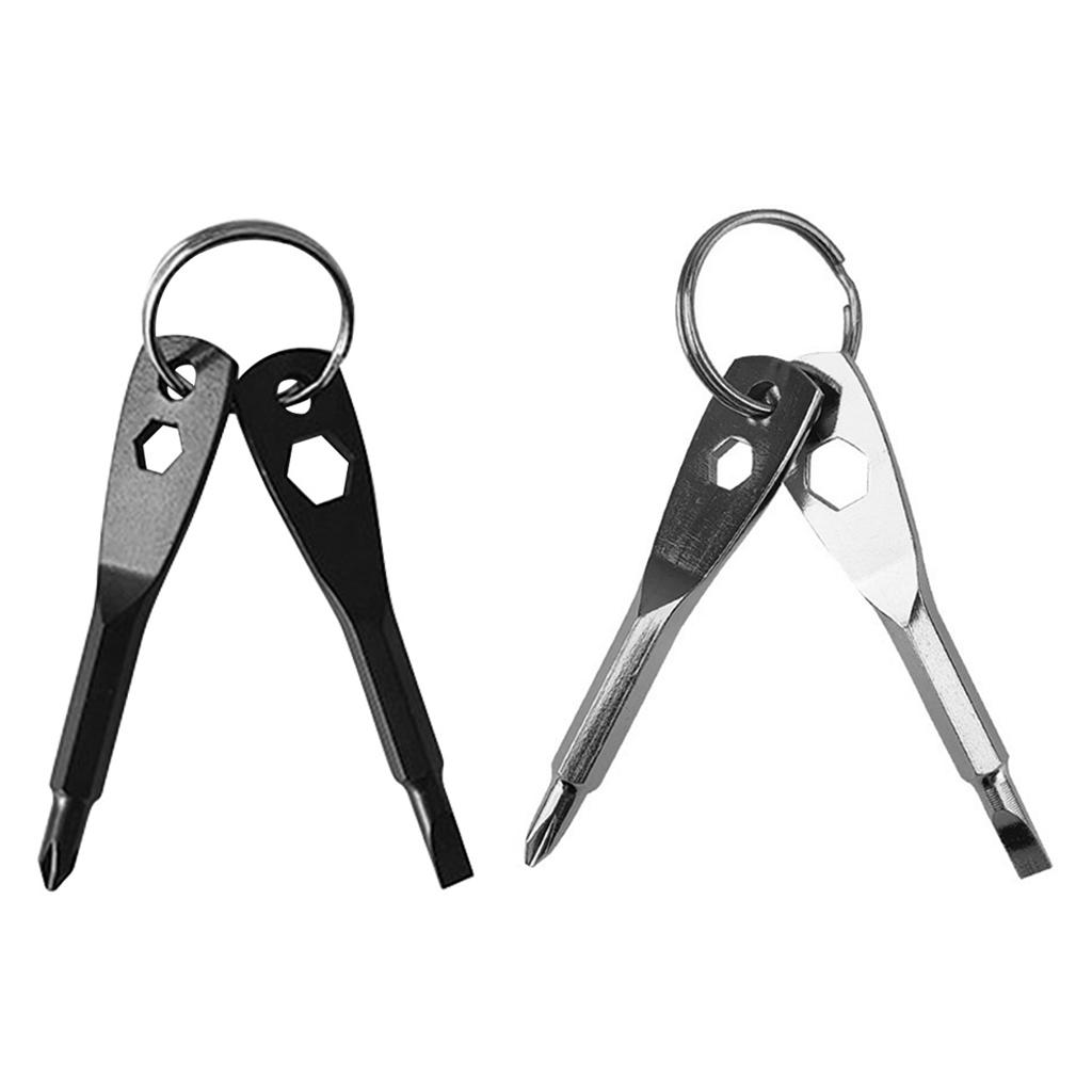 Pocket Keychain Screwdriver Flathead and Phillips Screwdriver Hand Tools Screwdriver Set for Outdoor Camping Daily Maintenance
