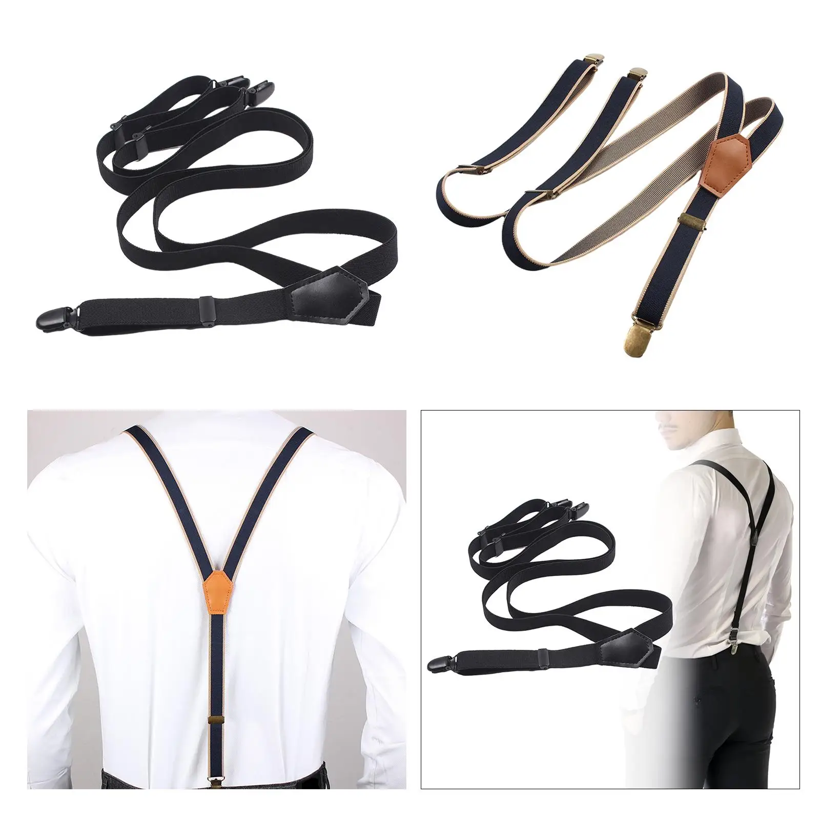 Men`s Suspenders with 3 Clips Trousers Braces Elastic Wide Suspenders for Business Pants Costume Party Father/husband`s Gift