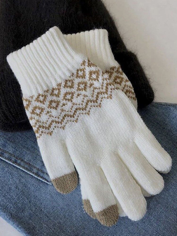 Winter Warm Knitted Gloves Mobile Phone Touch Screen Knitted Gloves Winter Thick Warm Cycling Riding Adult Gloves For Men Women