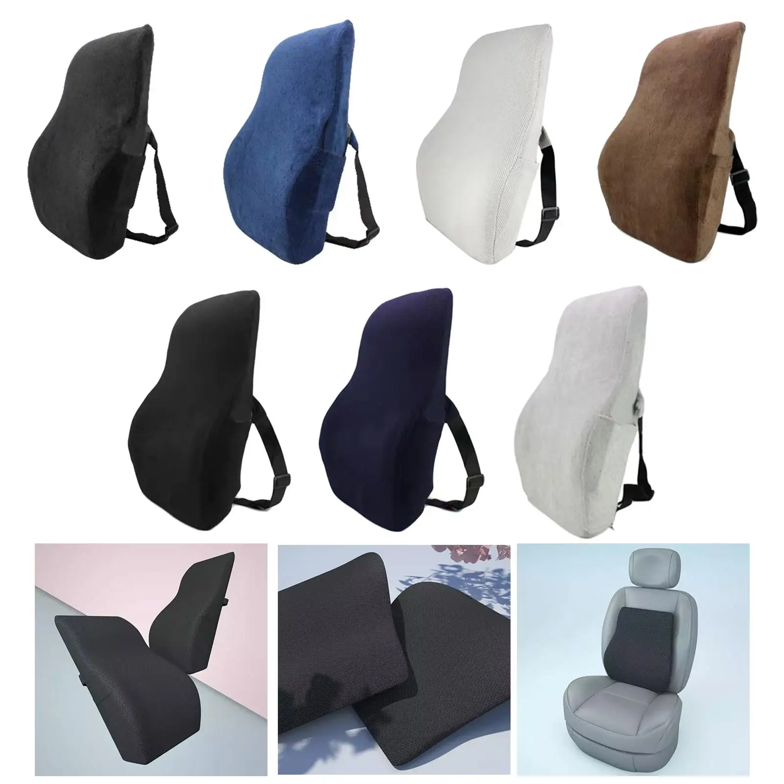 Auto Lumbar Back Pillow Memory Foam Detachable Relief Slow rebounds Correct Sitting Posture Cotton Back Cushion for Travel